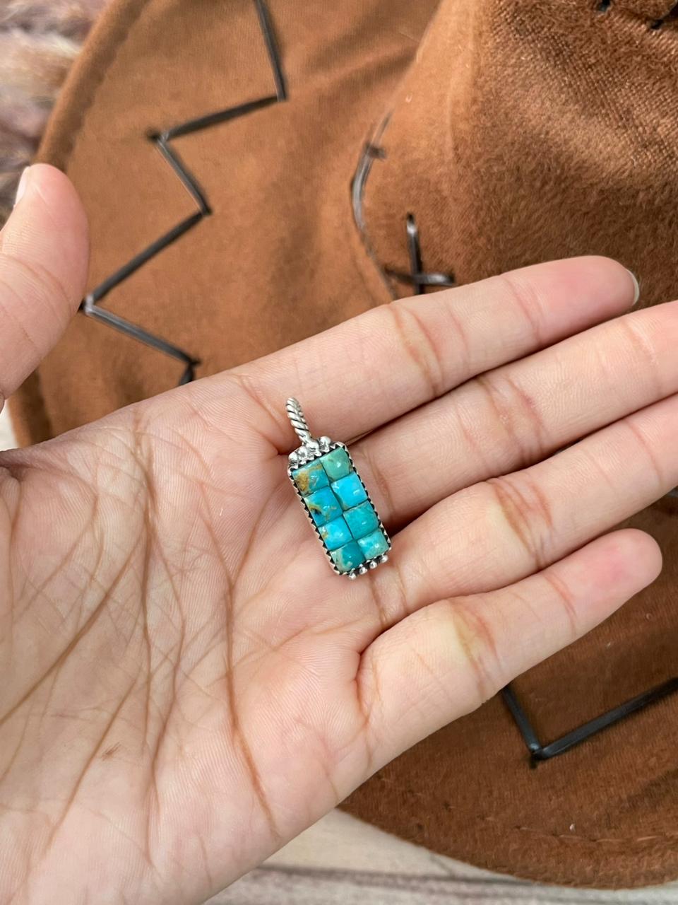 Handmade Sterling Silver Kingman Turquoise Cobble Stone Hat Pin Signed Nizhoni