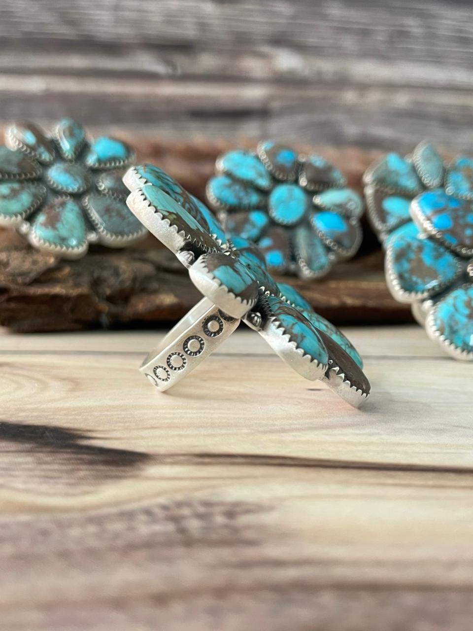 Handmade Sterling Silver Egyptian Turquoise Adjustable Ring Signed Nizhoni