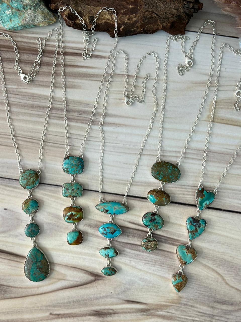 Handmade Sterling Silver Cripple Creek Turquoise Necklace Signed Nizhoni