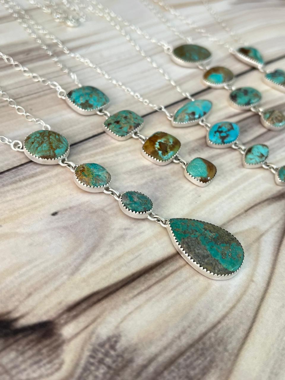 Handmade Sterling Silver Cripple Creek Turquoise Necklace Signed Nizhoni