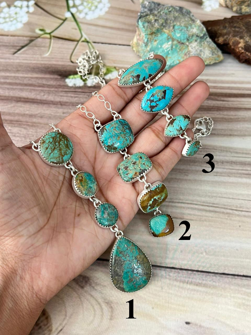Handmade Sterling Silver Cripple Creek Turquoise Necklace Signed Nizhoni