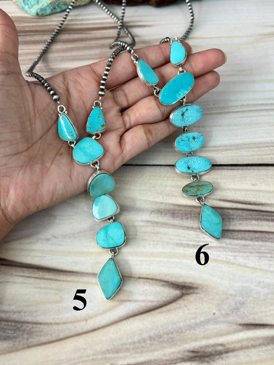 Handmade Sterling Silver Green Kingman Turquoise Collection: Beaded Necklace Signed Nizhoni