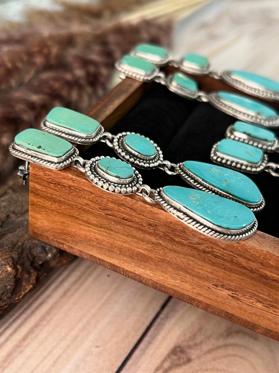 Handmade Sterling Silver Green Kingman Turquoise Collection: Post Dangle Earrings Signed Nizhoni