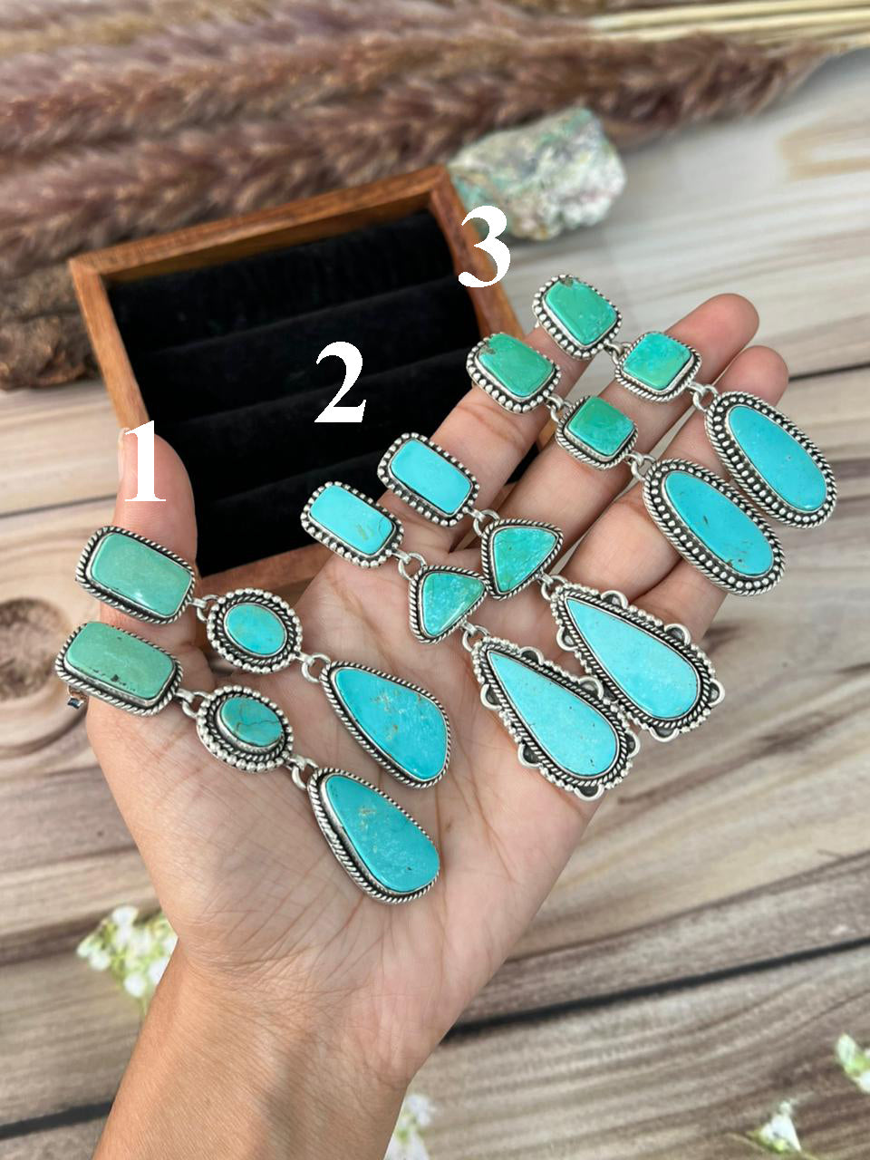Handmade Sterling Silver Green Kingman Turquoise Collection: Post Dangle Earrings Signed Nizhoni