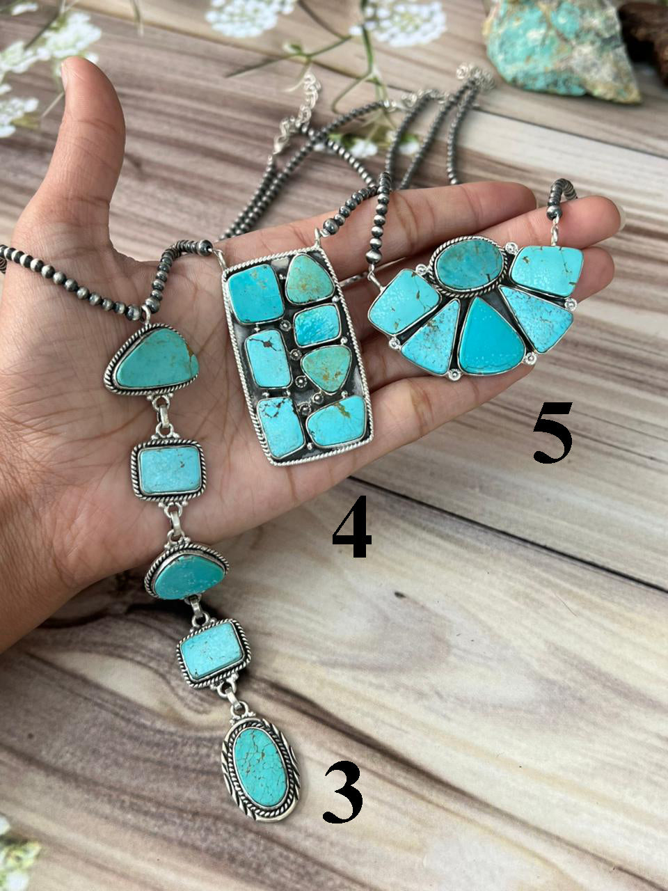 Handmade Sterling Silver Green Kingman Turquoise Collection: Beaded Necklace Signed Nizhoni