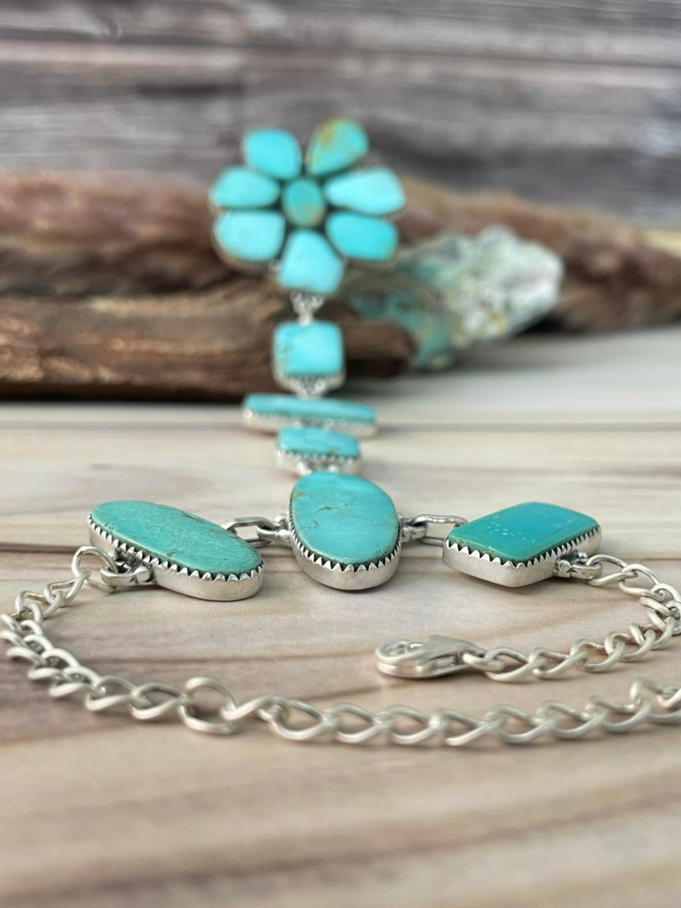 Handmade Sterling Silver Green Kingman Turquoise Collection: Hand Harness Signed Nizhoni