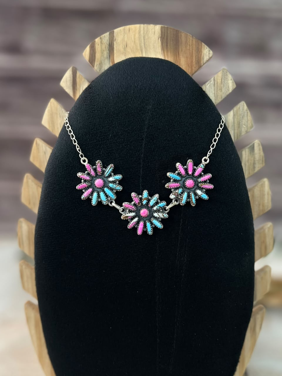 Handmade Sterling Silver Cotton Candy Choker Necklace Signed Nizhoni
