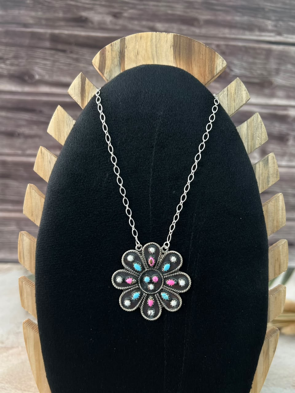 Handmade Sterling Silver Cotton Candy Necklace Signed Nizhoni