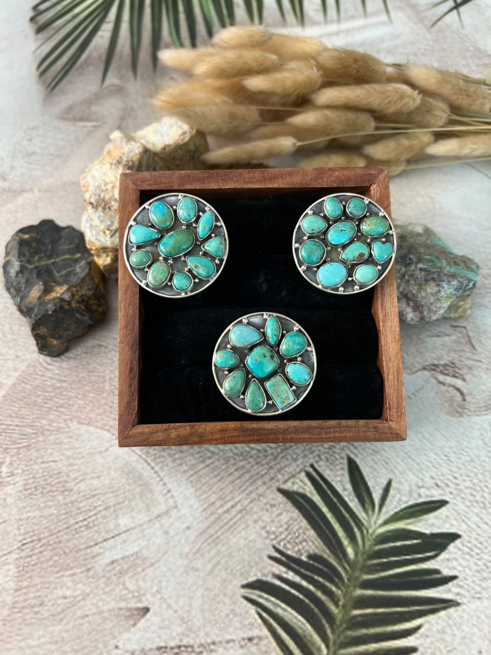 Handmade Sterling Silver Carico Lake Turquoise Adjustable Ring Signed Nizhoni