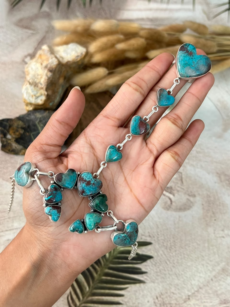 Handmade Sterling Silver Gem Silica Hand Harness Signed Nizhoni