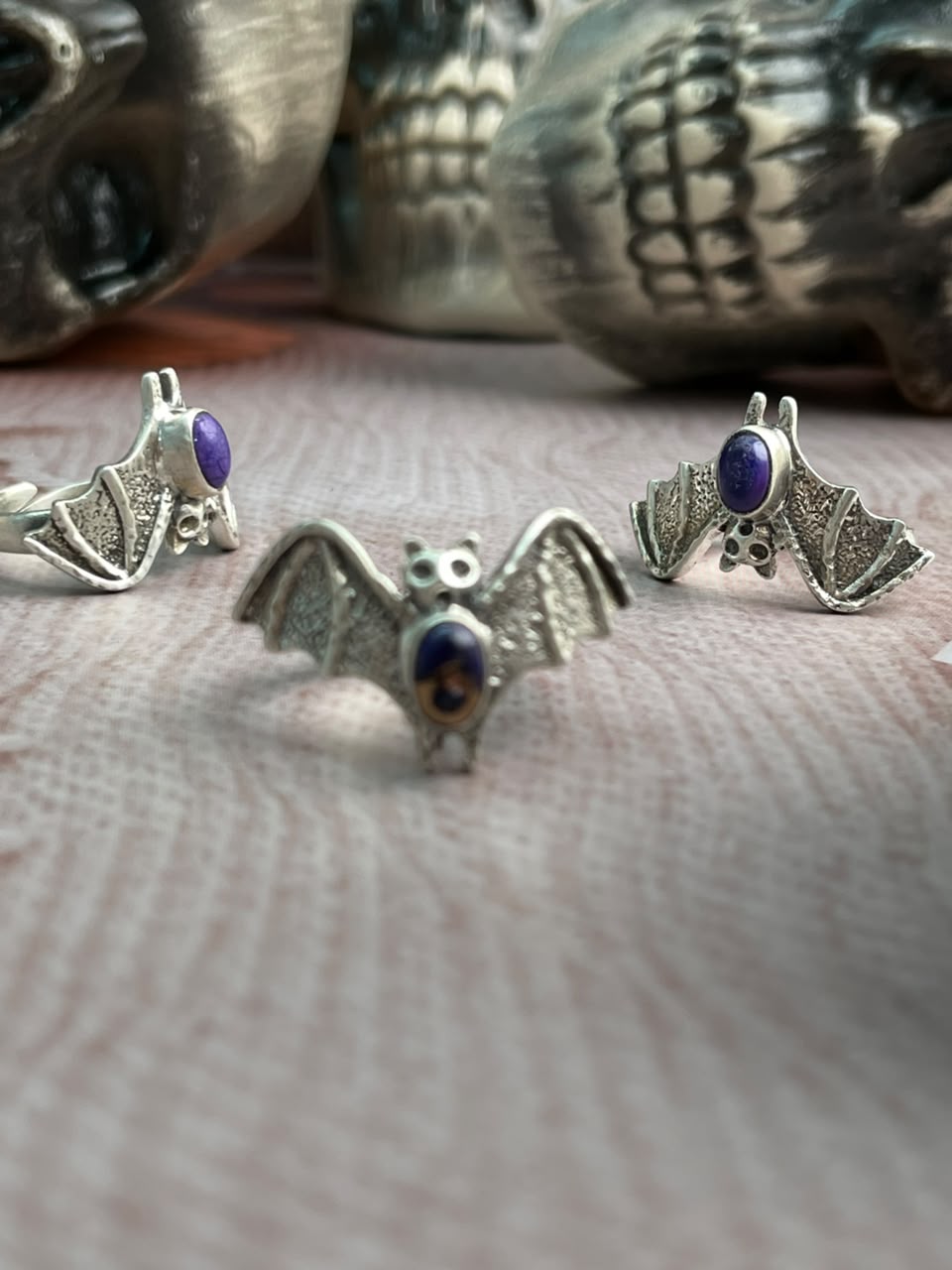 Handmade Sterling Silver Grape Dahlia Halloween Collection: Adjustable Ring Signed Nizhoni