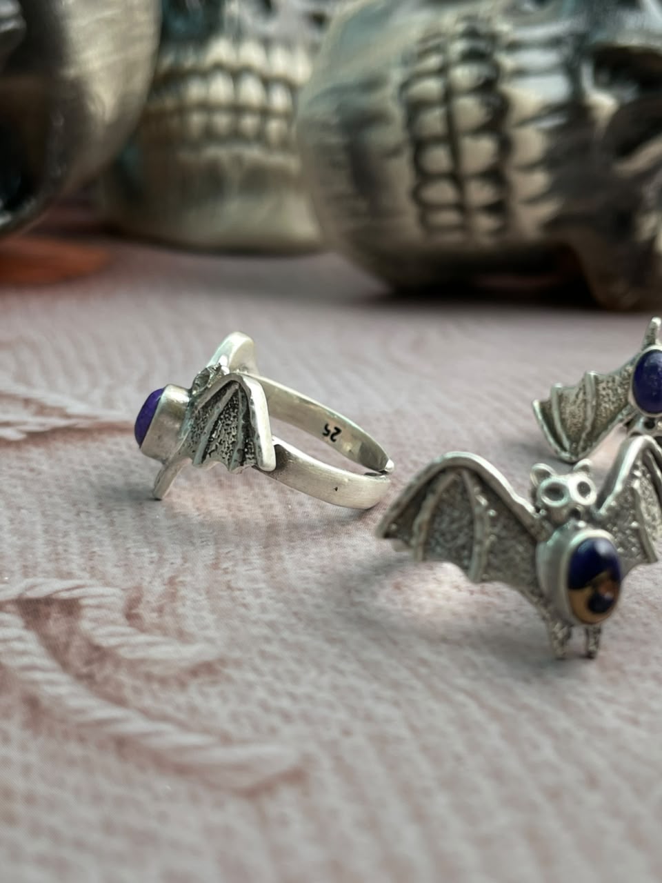 Handmade Sterling Silver Grape Dahlia Halloween Collection: Adjustable Ring Signed Nizhoni