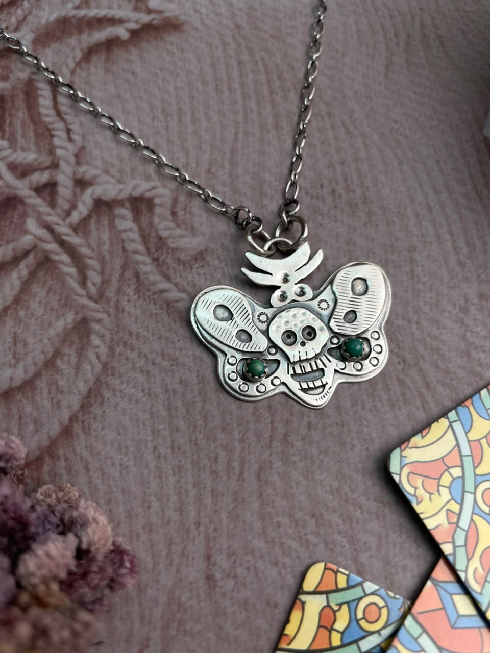 Handmade Sterling Silver Kingman Turquoise Halloween Collection: Necklace Signed Nizhoni