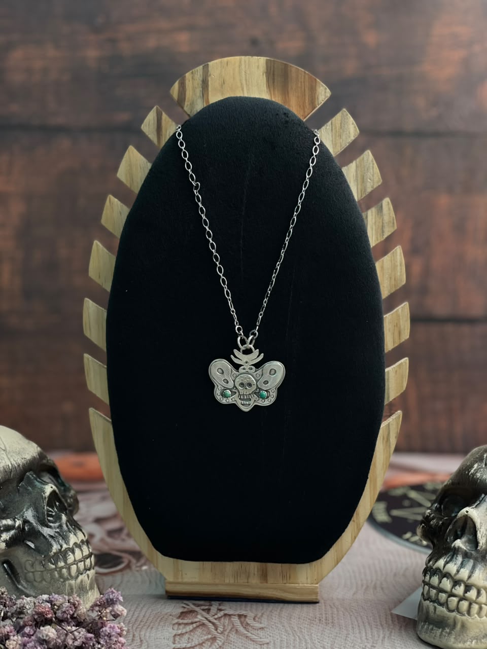Handmade Sterling Silver Kingman Turquoise Halloween Collection: Necklace Signed Nizhoni