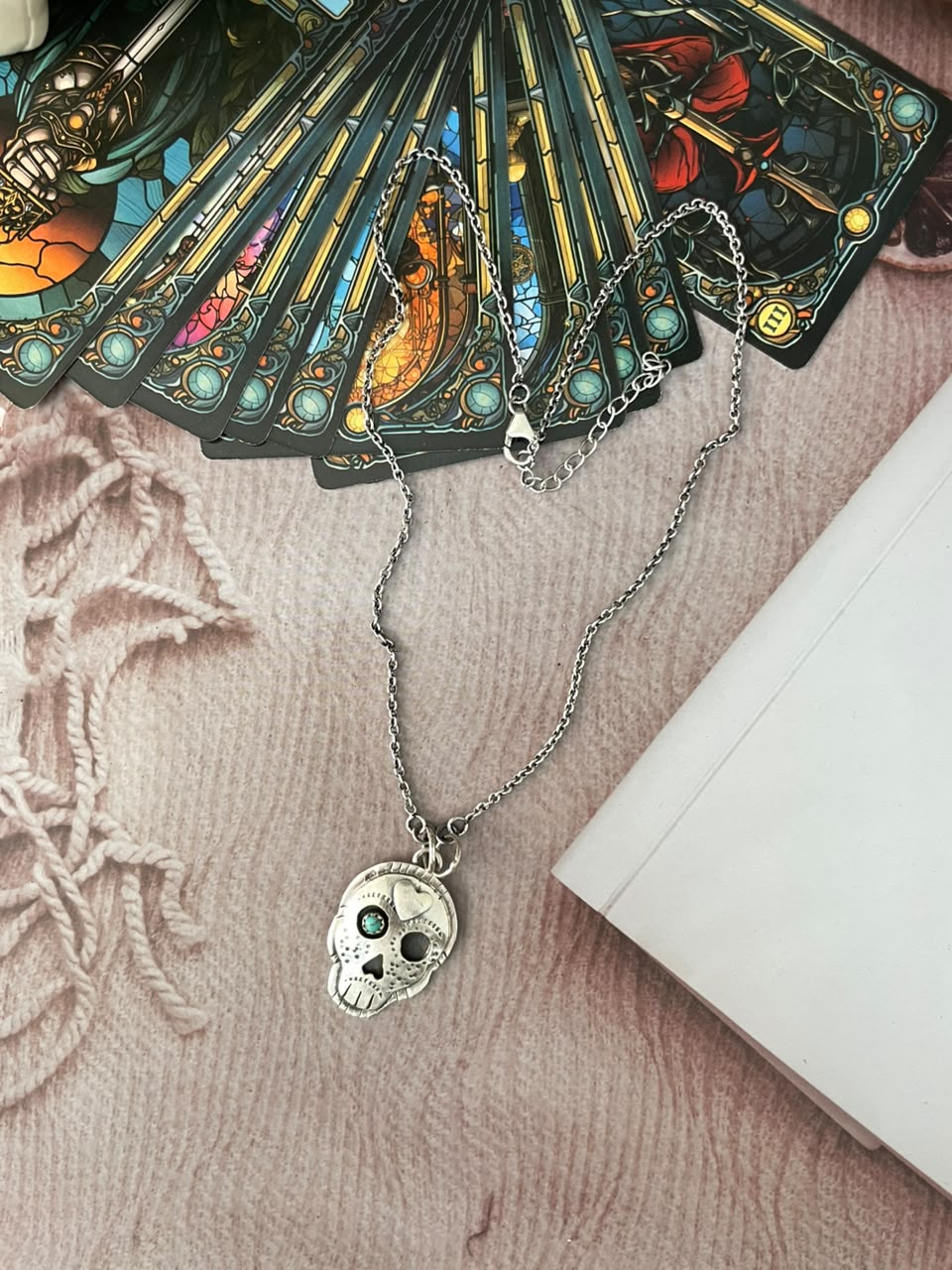 Handmade Sterling Silver Kingman Turquoise Halloween Collection: Necklace Signed Nizhoni