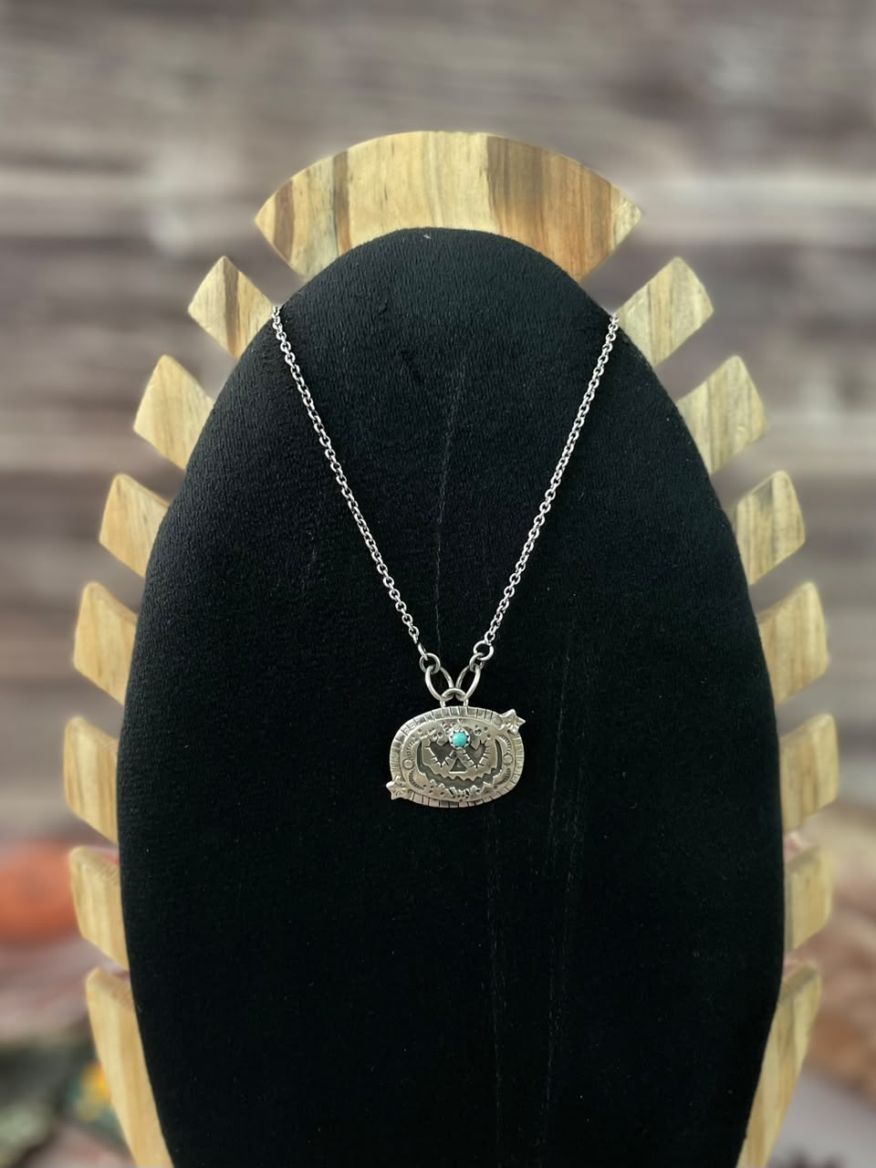 Handmade Sterling Silver Kingman Turquoise Halloween Collection: Necklace Signed Nizhoni
