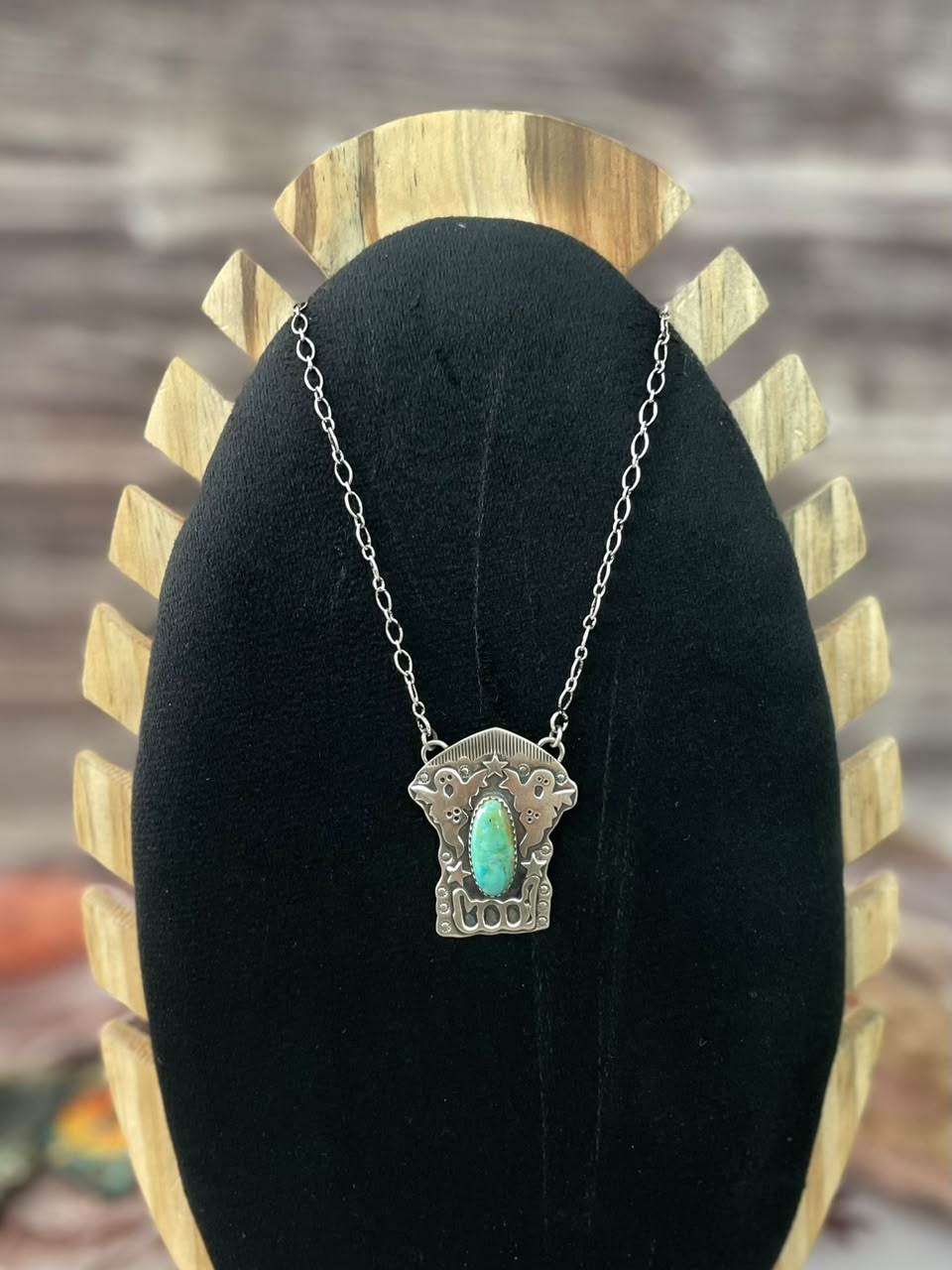 Handmade Sterling Silver Kingman Turquoise Halloween Collection: Necklace Signed Nizhoni