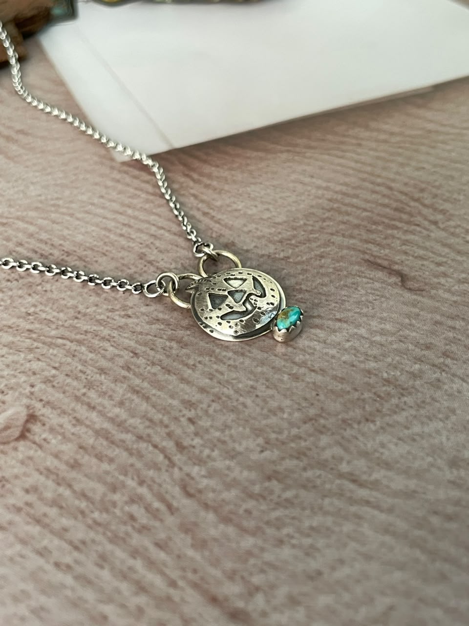 Handmade Sterling Silver Kingman Turquoise Halloween Collection: Necklace Signed Nizhoni