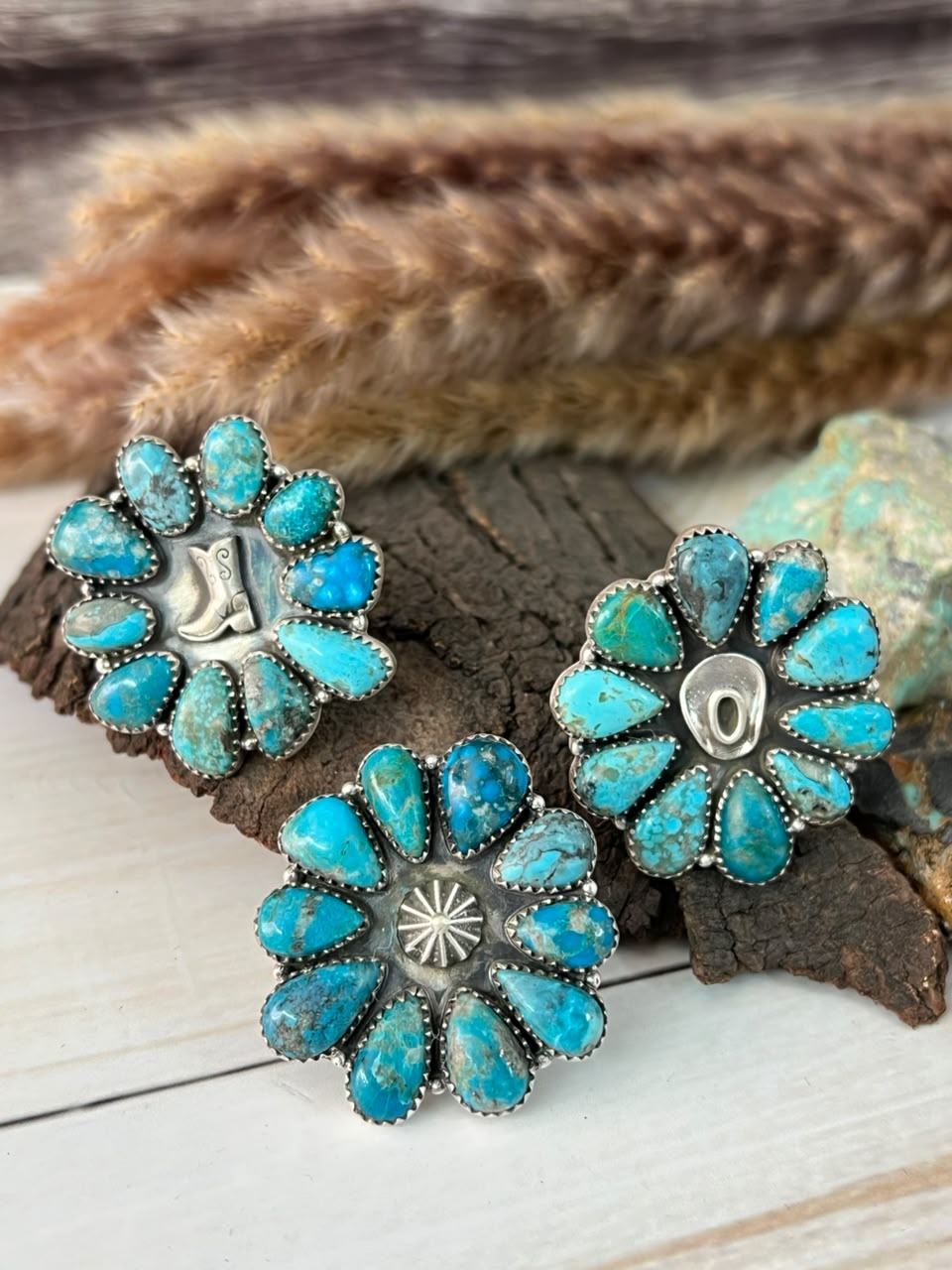 Handmade Sterling Silver Ithaca Peak Turquoise Adjustable Ring Signed Nizhoni