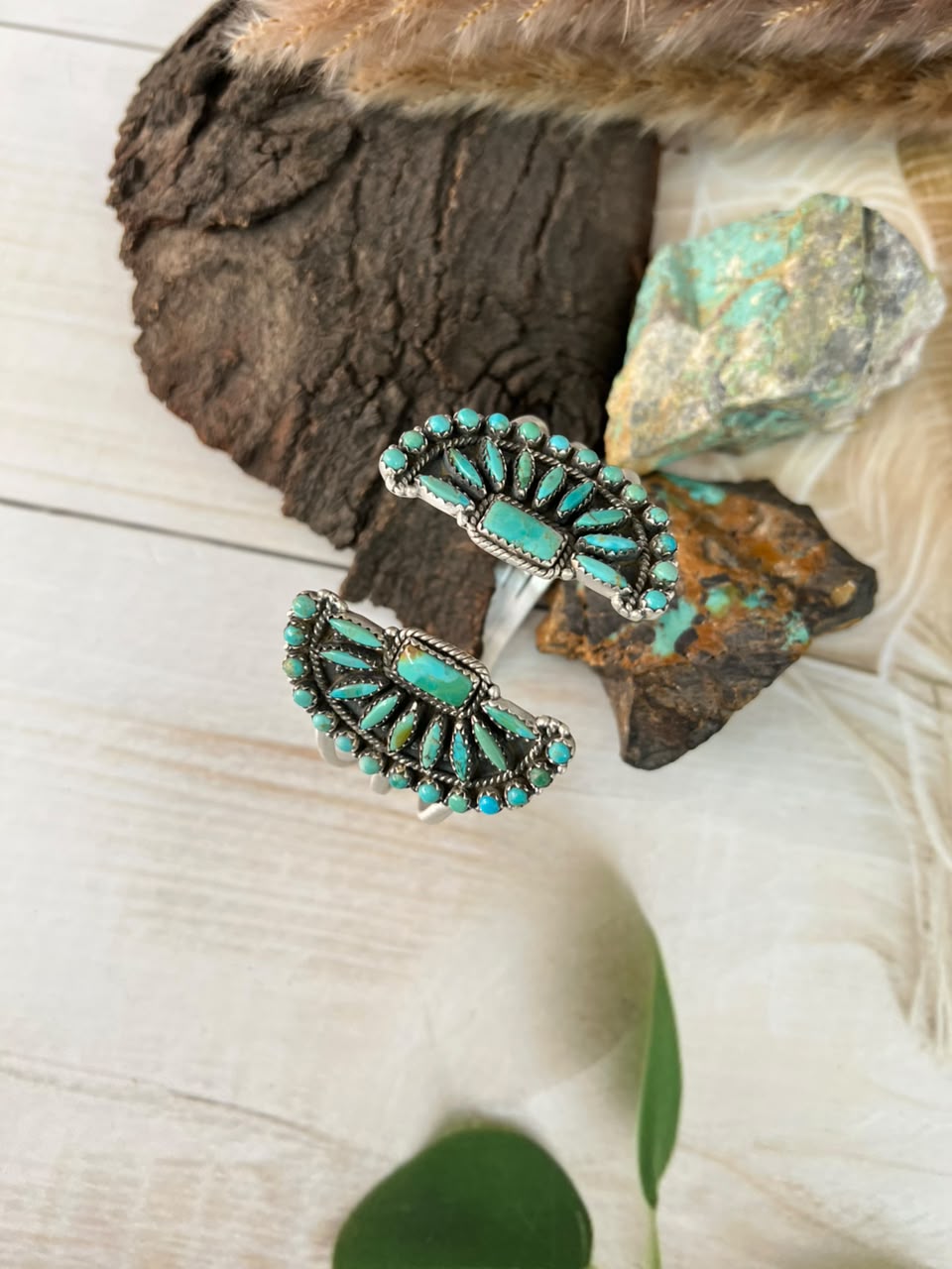 Handmade Sterling Silver Kingman Turquoise Cuff Bracelet Signed Nizhoni