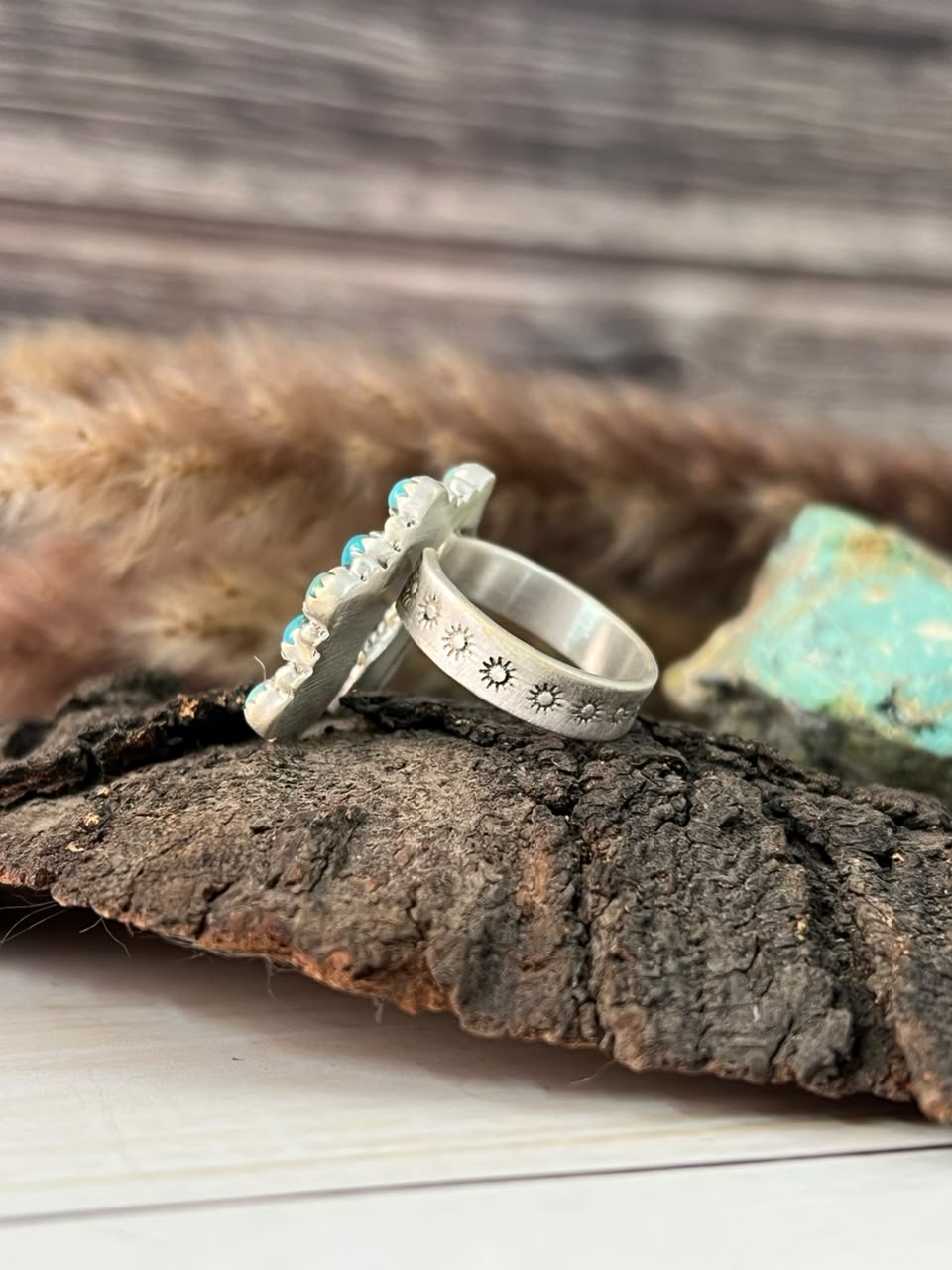 Handmade Sterling Silver Kingman Turquoise Adjustable Naja Ring Signed Nizhoni