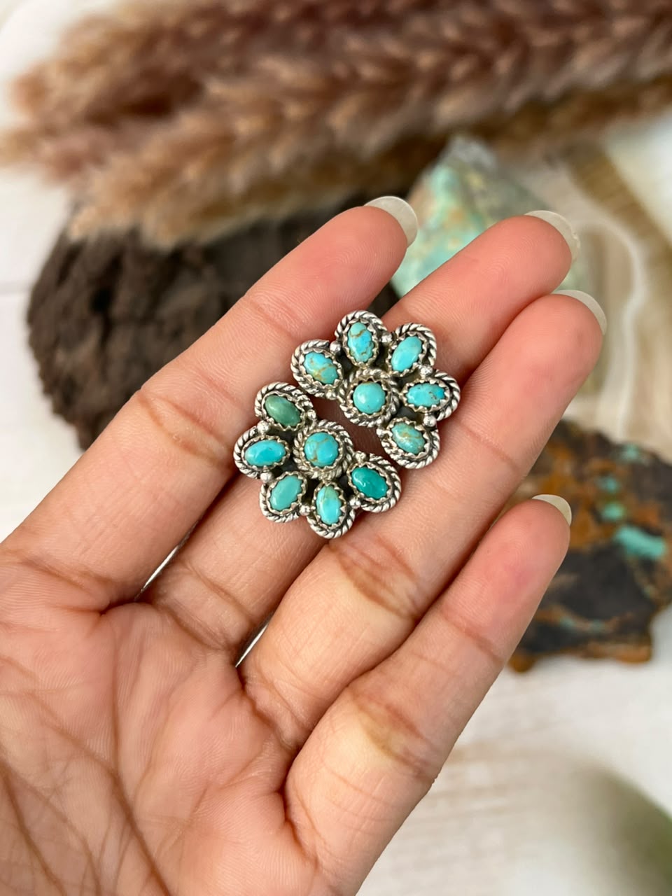 Handmade Sterling Silver Kingman Turquoise Adjustable Ring Signed Nizhoni