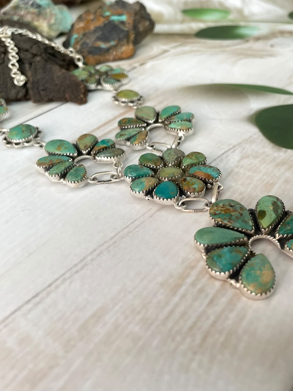 Handmade Sterling Silver Carico Lake Turquoise Naja Necklace Signed Nizhoni