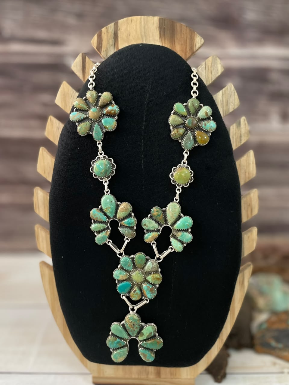 Handmade Sterling Silver Carico Lake Turquoise Naja Necklace Signed Nizhoni
