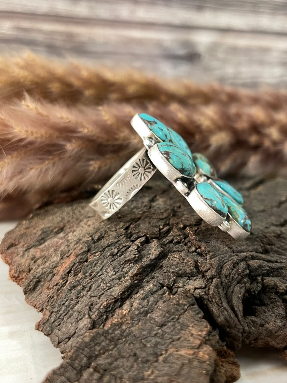Handmade Sterling Silver Crimson Cowgirl Turquoise Collection: Naja Adjustable Ring Signed Nizhoni