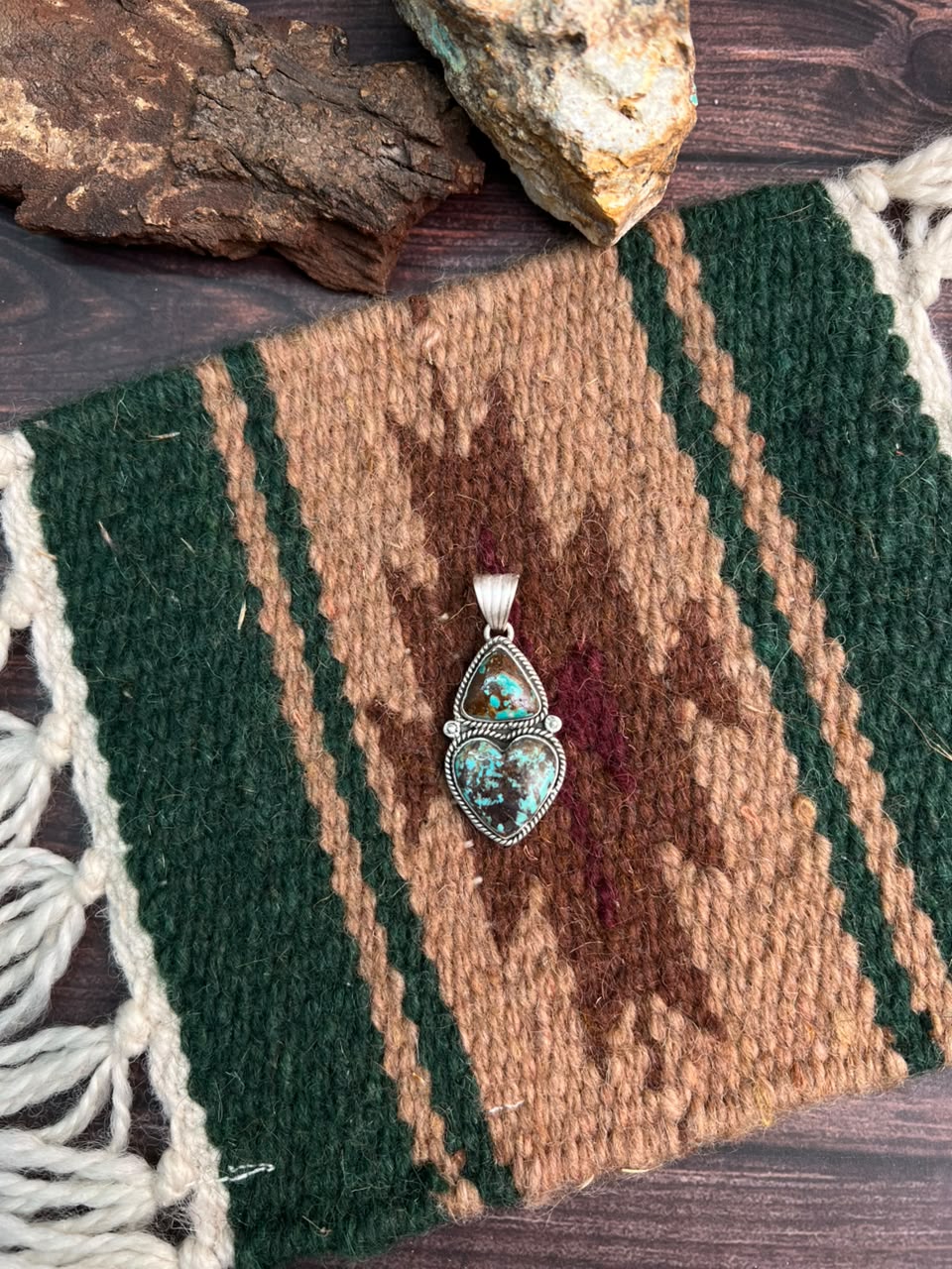 Handmade Sterling Silver Crimson Cowgirl Turquoise Collection: Pendant Signed Nizhoni
