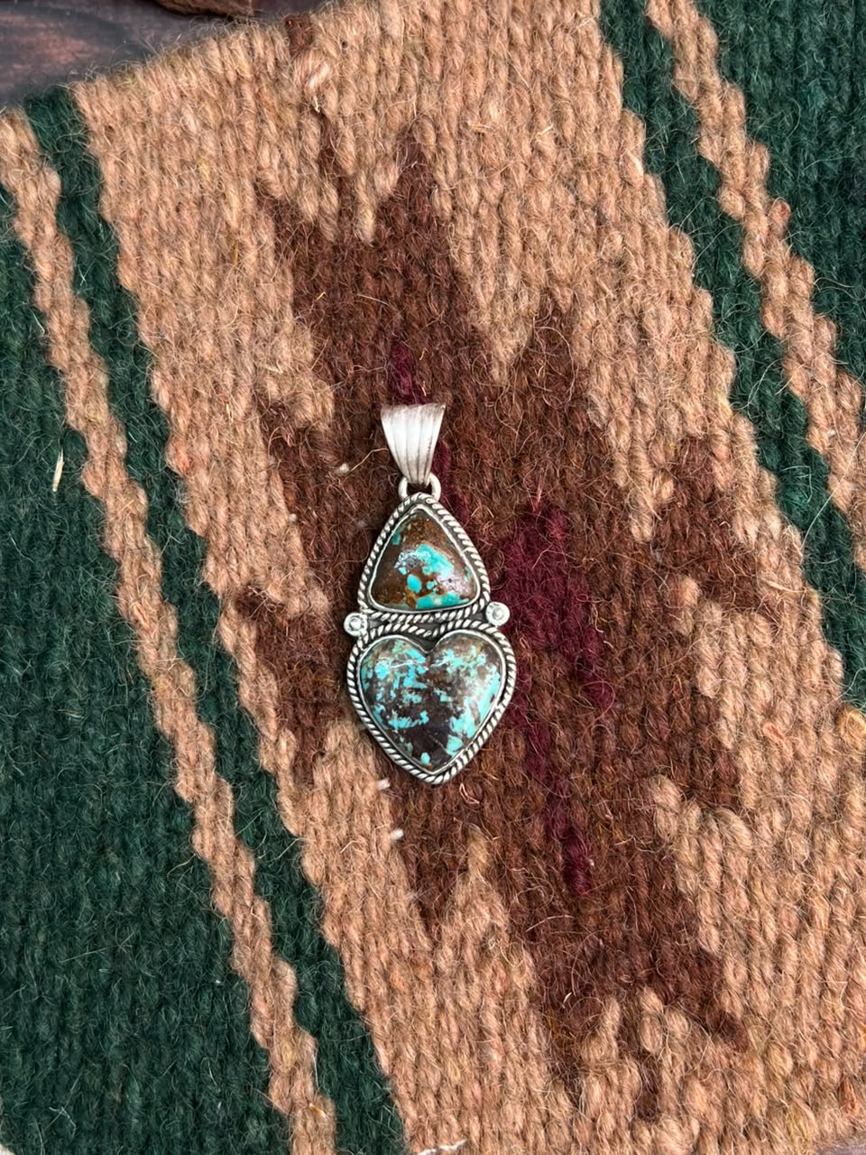 Handmade Sterling Silver Crimson Cowgirl Turquoise Collection: Pendant Signed Nizhoni