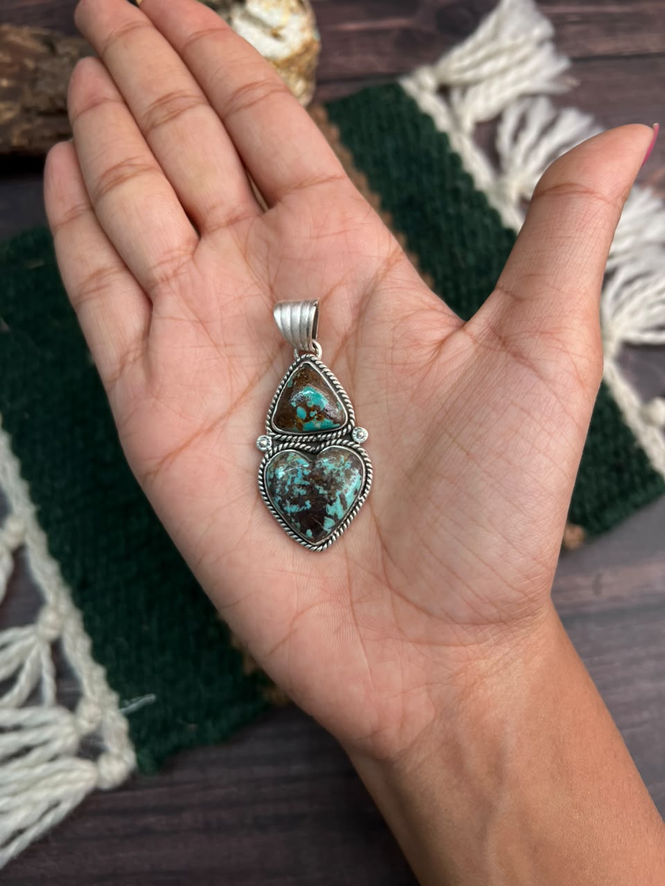Handmade Sterling Silver Crimson Cowgirl Turquoise Collection: Pendant Signed Nizhoni