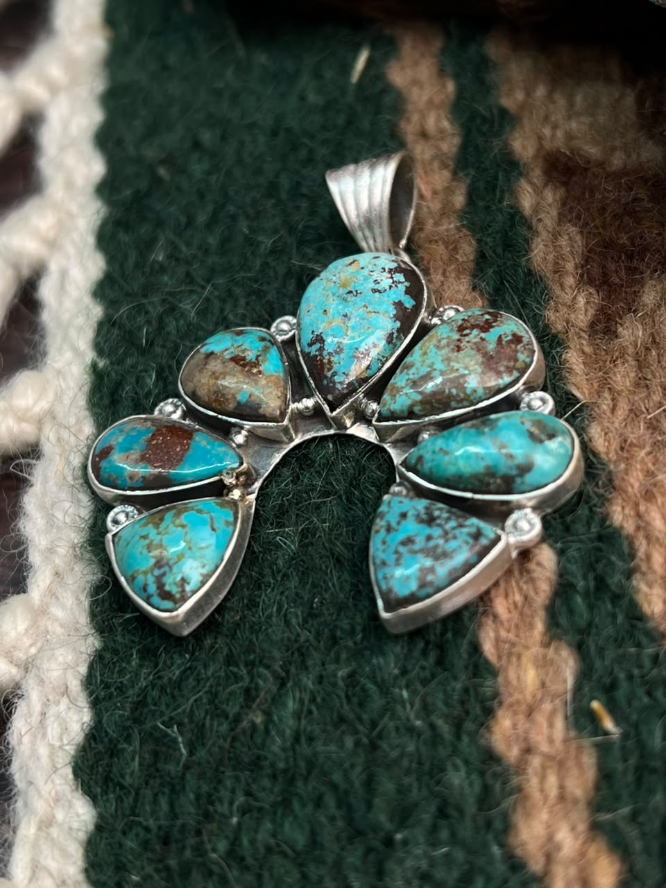 Handmade Sterling Silver Crimson Cowgirl Turquoise Collection: Naja Pendant Signed Nizhoni