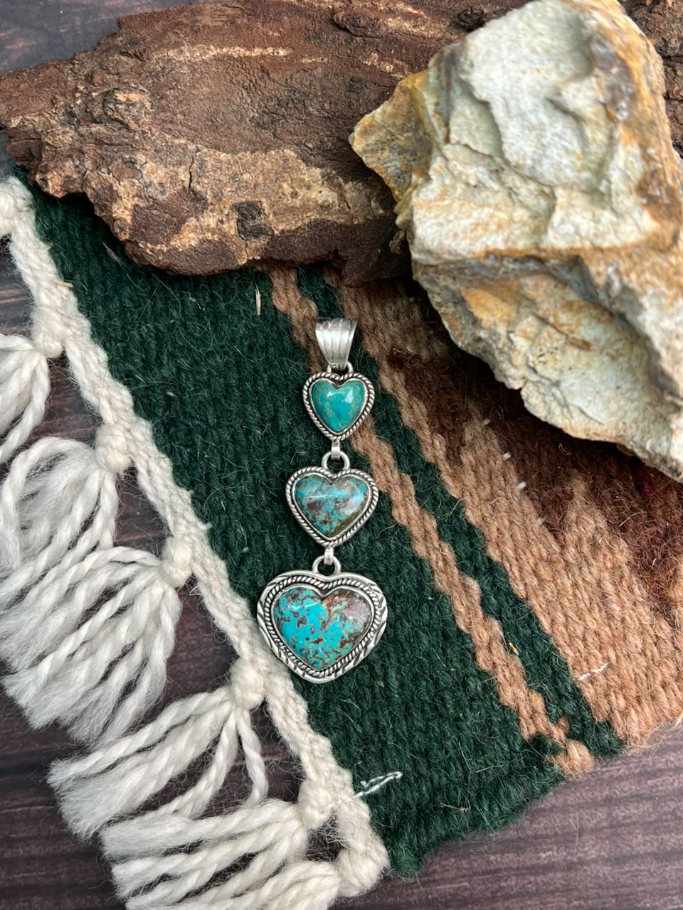 Handmade Sterling Silver Crimson Cowgirl Turquoise Collection: Heart Pendant Signed Nizhoni