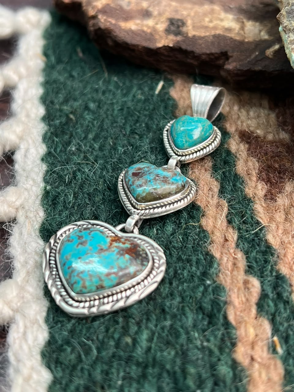 Handmade Sterling Silver Crimson Cowgirl Turquoise Collection: Heart Pendant Signed Nizhoni