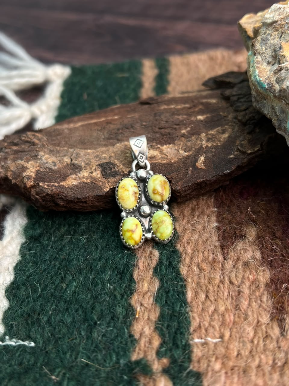 Handmade Sterling Silver Palomino Turquoise Pendant Signed Nizhoni