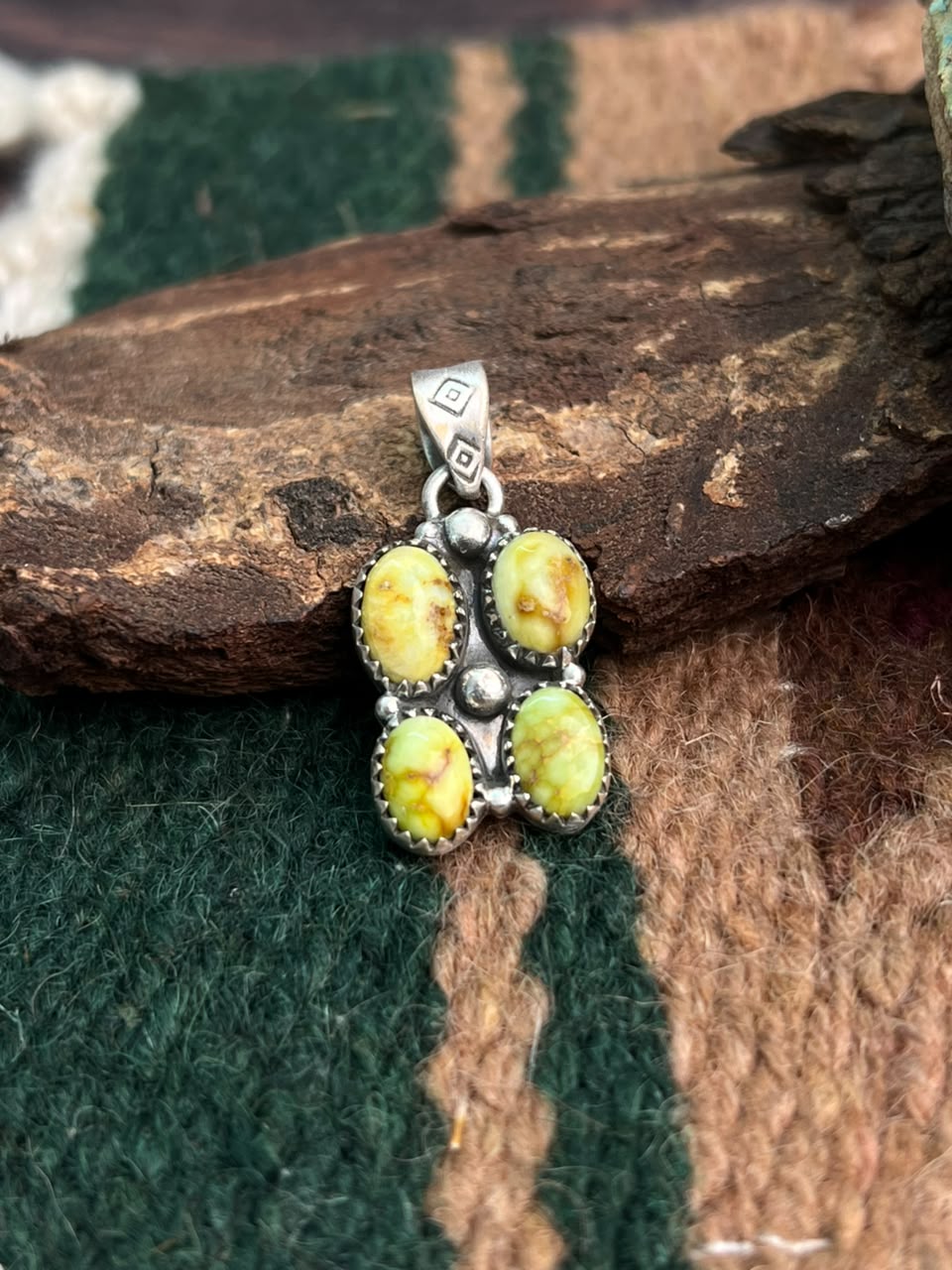 Handmade Sterling Silver Palomino Turquoise Pendant Signed Nizhoni