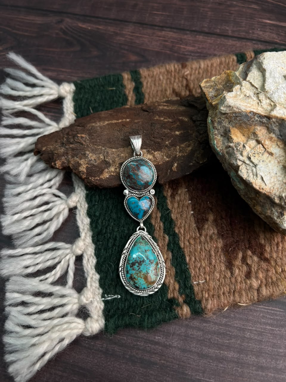 Handmade Sterling Silver Crimson Cowgirl Turquoise Collection: Pendant Signed Nizhoni