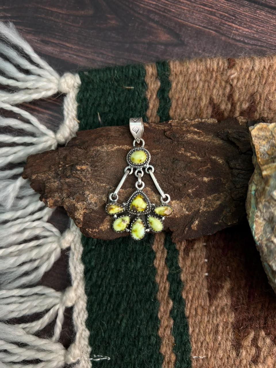 Handmade Sterling Silver Palomino Turquoise Pendant Signed Nizhoni