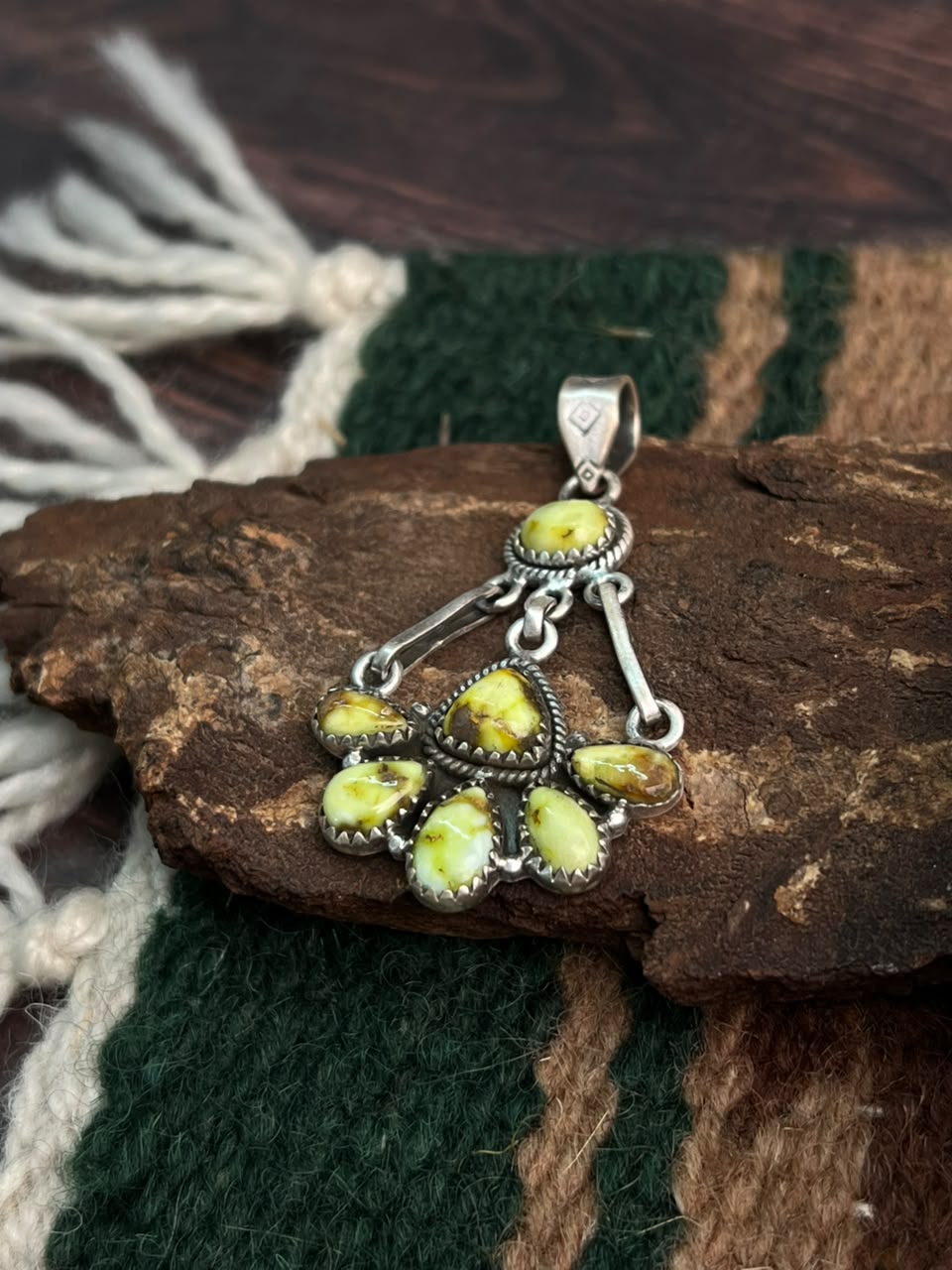 Handmade Sterling Silver Palomino Turquoise Pendant Signed Nizhoni