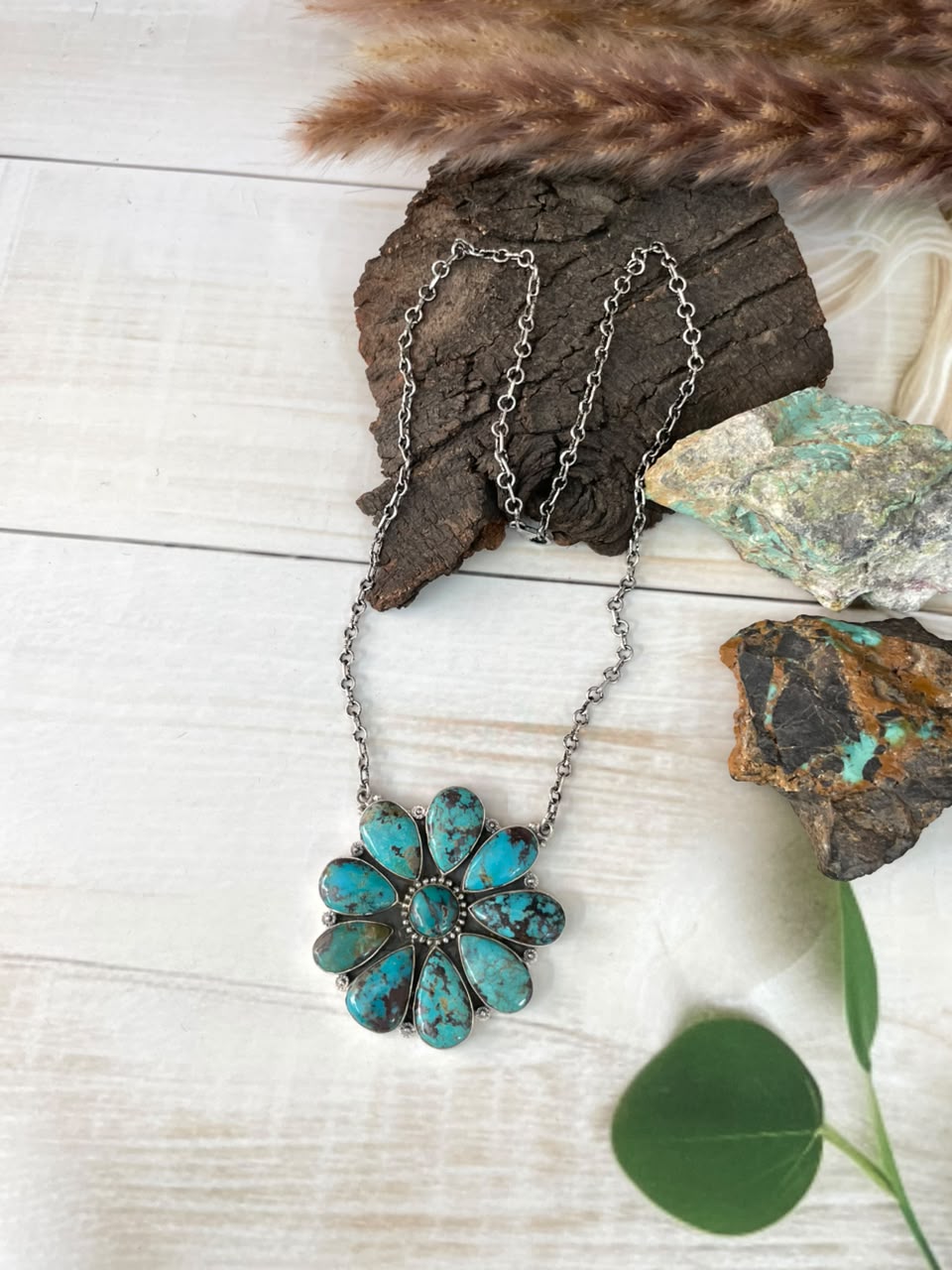 Handmade Sterling Silver Crimson Cowgirl Turquoise Collection: Necklace Signed Nizhoni