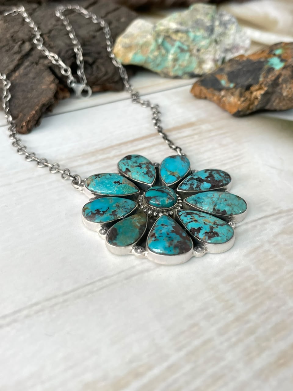 Handmade Sterling Silver Crimson Cowgirl Turquoise Collection: Necklace Signed Nizhoni
