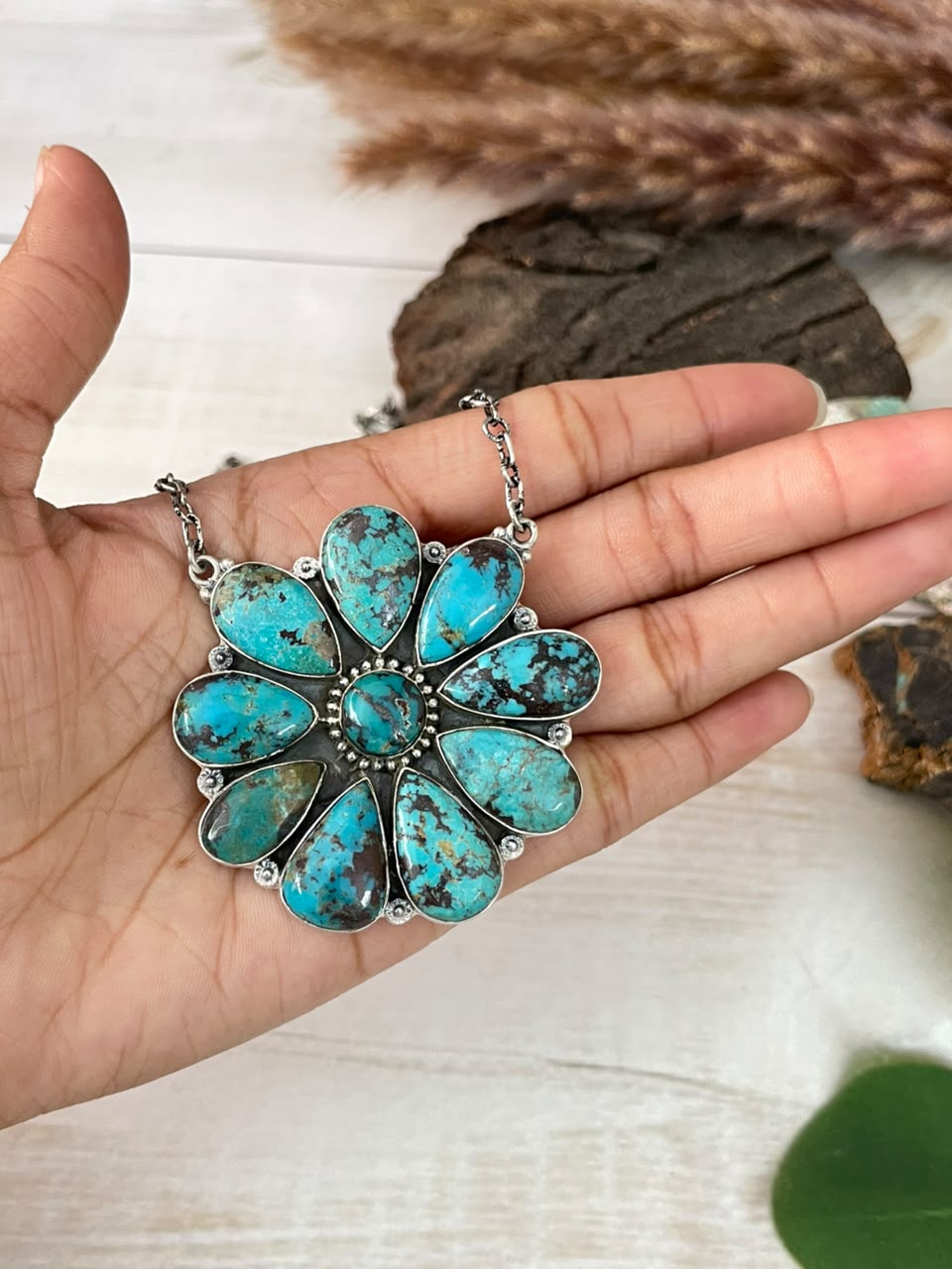 Handmade Sterling Silver Crimson Cowgirl Turquoise Collection: Necklace Signed Nizhoni