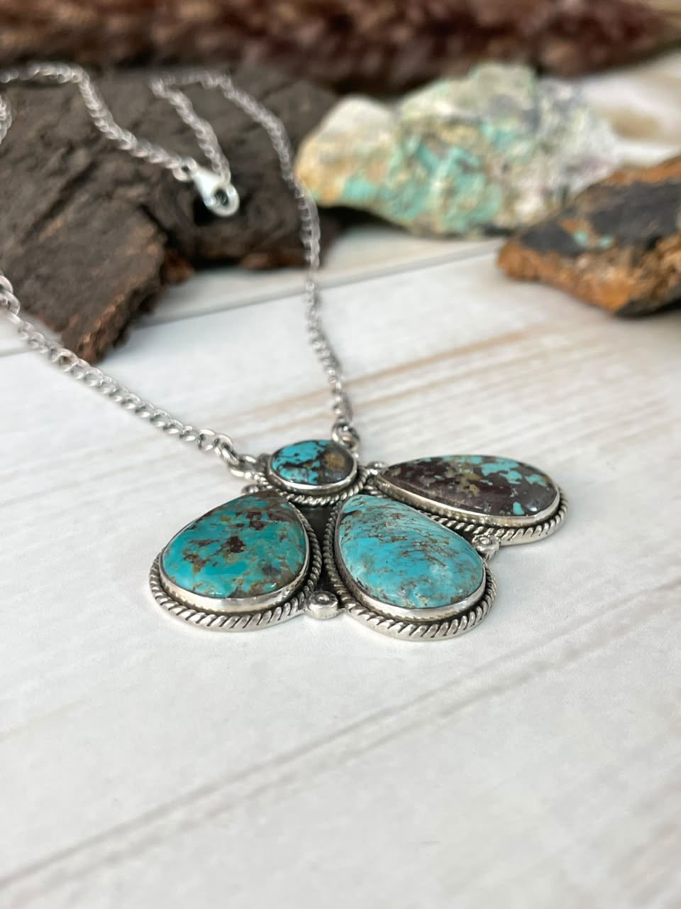 Handmade Sterling Silver Crimson Cowgirl Turquoise Collection: Necklace Signed Nizhoni