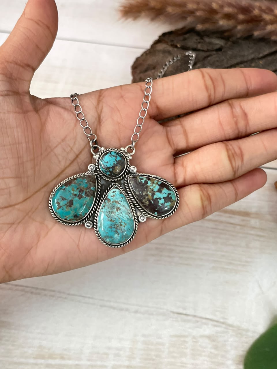 Handmade Sterling Silver Crimson Cowgirl Turquoise Collection: Necklace Signed Nizhoni