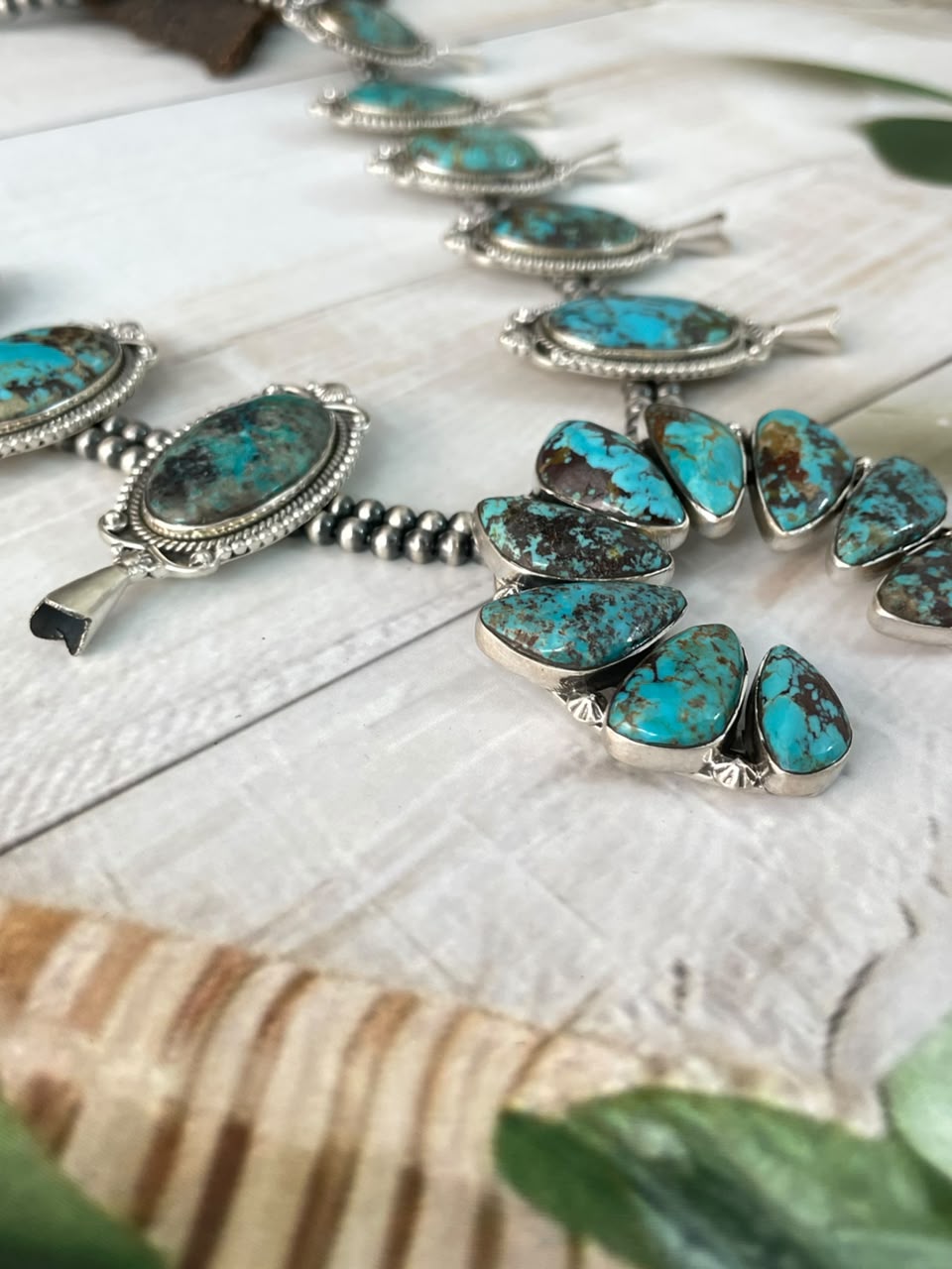 Handmade Sterling Silver Crimson Cowgirl Turquoise Collection: Beaded Naja Necklace Signed Nizhoni