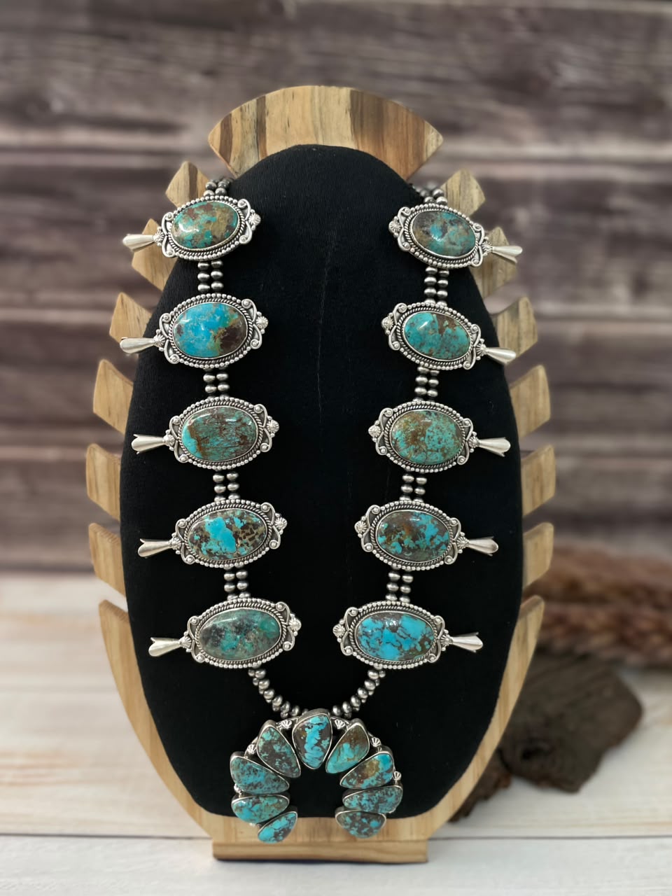 Handmade Sterling Silver Crimson Cowgirl Turquoise Collection: Beaded Naja Necklace Signed Nizhoni