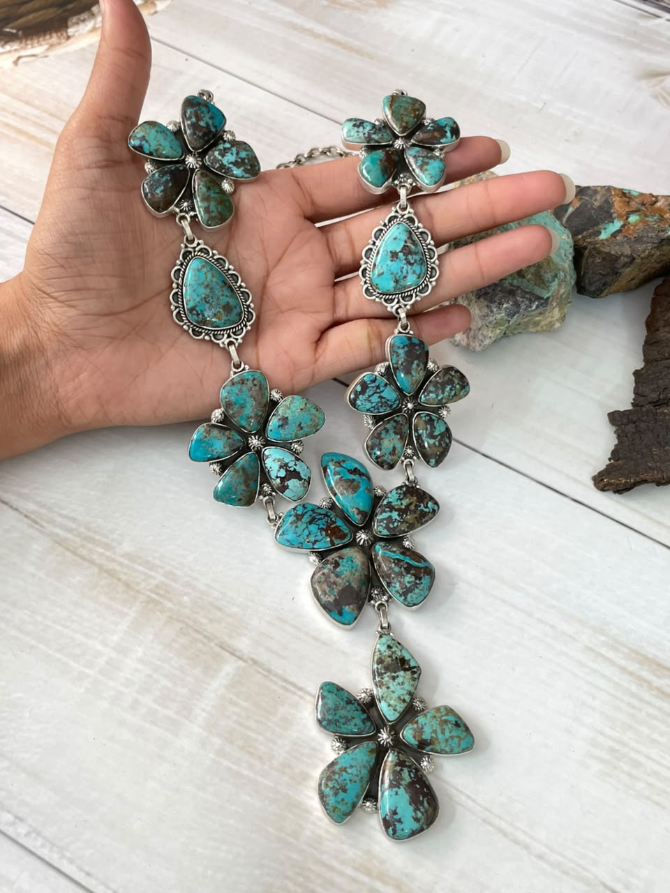 Handmade Sterling Silver Crimson Cowgirl Turquoise Collection: Necklace Signed Nizhoni