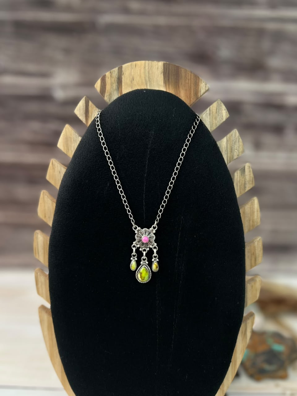Handmade Sterling Silver Palomino Turquoise with Cotton Candy Necklace Signed Nizhoni