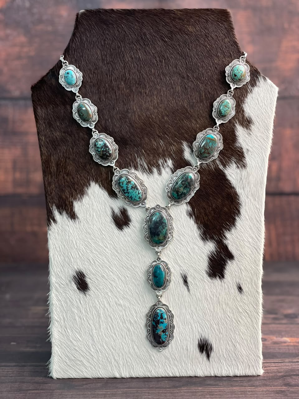 Handmade Sterling Silver Crimson Cowgirl Turquoise Collection: 'Y Shaped' Necklace Signed Nizhoni